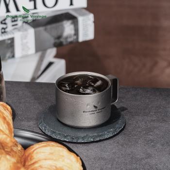 必唯純鈦功夫茶杯雙層咖啡杯戶外露營防燙快客杯旅行便攜茶具酒杯