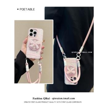 ins小眾粉色蝴蝶結磁吸支架適用蘋果16手機殼iPhone13ProMax新款12防摔13pro矽膠11女14手提斜挎15網紅保護套