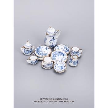 迷你茶具模型娃屋玩具微縮茶杯茶壺配件陶瓷小擺件兒童過家家套裝