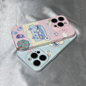 動物巴士適用於蘋果14手機殼iPhone11/12/13/pro/max女潮XR全包XS新款7/8防摔plus可愛卡通菲林軟保護套少女