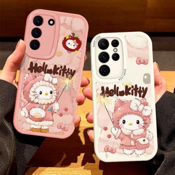 適用三星S25可愛HelloKitty手機殼SamsungS24ultra全包S23+軟矽膠S21FE冬季高階防摔S22皮保護套20女新款卡通