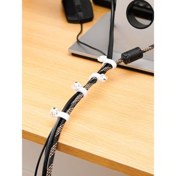 可愛魔術貼數據線收納充電線綁帶纏繞器捆綁扎帶收納扣整理神器