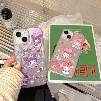 ins風卡通庫洛米美樂蒂適用iphone16蘋果15promax手機殼少女心14plus新款13羽紗imd防摔12/11高階感XR網紅87p