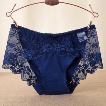 出口日本大牌原單外貿高品質純棉女三角內褲大碼性感蕾絲中腰無痕