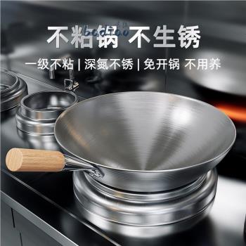 新款精鐵炒鍋無塗層老式炒鍋家用圓底不粘鍋多功能煎炒鍋炒菜鍋