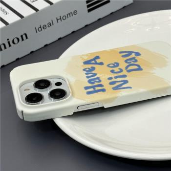 奶油黃英文菲林殼適用蘋果14ProMax手機殼iPhone13硬殼12Pro磨砂iPhone11新款16/16pro/7/15PRO全包邊男女款