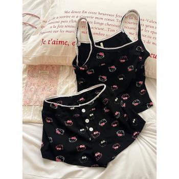 Sin Glee 卡通HelloKitty印花吊帶睡衣女2025春夏季甜美居家套裝