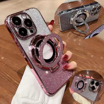 適用三星s24ultra手機殼帶支架s23旋轉s22折疊s21fe鏡子note20可愛s10 s20保護殼卡通galaxy s9 s8+女 新款