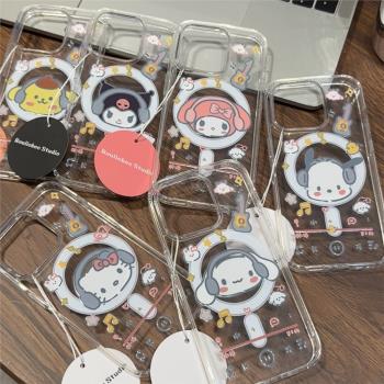 耳機卡通適用蘋果15promax手機殼13新款16pro高階透明磁吸殼iphone14pro可愛12網紅女11保護套xr/xs防摔7/8p