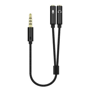 筆記本耳機聽歌轉接線有線耳機3.5mm音頻線二合一電腦通用3.5mm音訊一分二介面