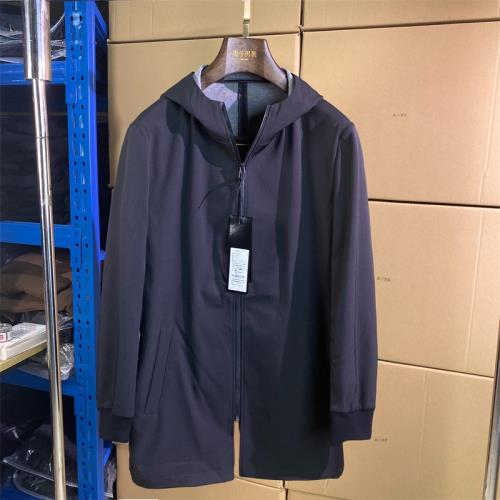 春秋男士連帽風衣中長款黑色休閑大衣高檔防風防水外套上衣帥C54