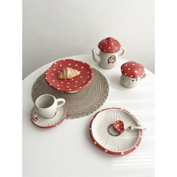 紅蘑菇耐高溫下午茶水壺陶瓷餐具