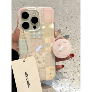 Hinlucky 韓系ins碎花拼接適用蘋果16手機殼iphone15promax新款女14雙層13防摔保護套16pro超好看15可愛小眾