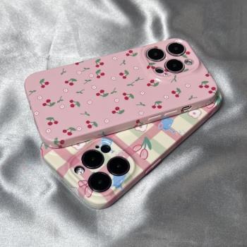 小櫻桃適用於蘋果14手機殼iPhone11/12/13/pro/max新款XR全包XS粉嫩7/8/plus防摔軟外殼SE3少女心甜美小眾ins