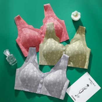 夏季薄款媽媽內衣女哺乳文胸中年婦女老年人背心式前扣大碼無鋼圈