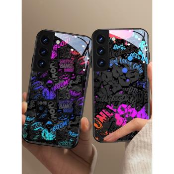 適用三星s24ultra手機殼潮牌s24個性塗鴉note20ultra玻璃s22小眾a54高階感s21酷炫s10網紅爆款8創意s9男+超火