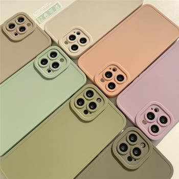 復古簡約純色適用iphone16promax蘋果15/13手機殼xr矽膠12/xs軟78plus新款11女14pro全包防摔套12pro情侶小眾