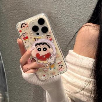 磁吸軟萌小新搞怪適用蘋果16PROMAX/15手機殼14PRO/13mini可愛smax支架iPhone15PRO/11PRO卡通XR軟678新款SE