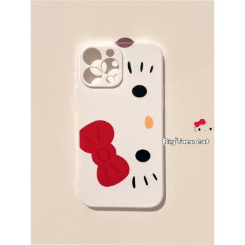 ins日韓可愛大臉KT貓13Pro/12Promax手機殼適用iPhone11/XR軟殼14