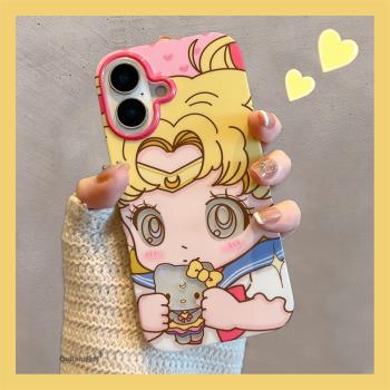適用iPhone15/16promax手機殼蘋果13/14新款Q版可愛美少女16pro愛心鐳射14pro雙層防摔手機套15卡通超火12p女