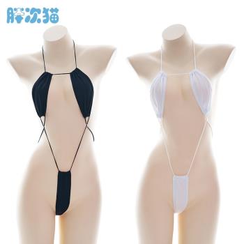 系帶連體比基尼睡衣 日系少女家居服露背內衣性感家居服