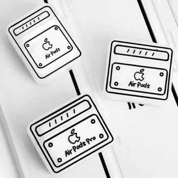 二次元airpods3保護殼矽膠磨砂偏硬殼適用蘋果airpodspro無線耳機殼二代簡筆畫airpodspro2高階四五代保護套