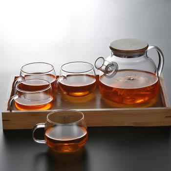 透明玻璃茶壺水果壺 可加熱煮茶壺大容量夏日涼水壺白開杯家用