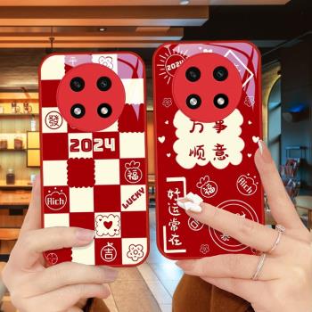 新春喜樂適用oppoA2pro手機殼A1pro金屬漆oppoA9保護套a11x玻璃女款小眾防摔高階時尚新年趣味簡約潮流新款