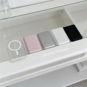 BAYLU STUDIO韓國ins極簡純色蘋果磁吸卡包手機殼適用15promax/14新款iPhone16春天15手機殼16promax情侶殼13