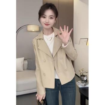 時尚氣質短款純棉風衣外套2025春秋新款休閑簡約高階感小個子上衣