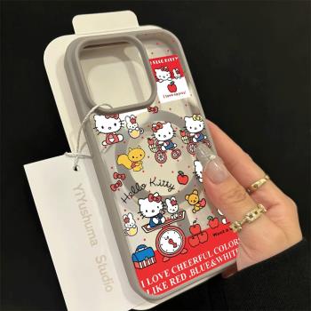 騎車KT膚感磁吸鈦合金灰適用iphone15pro蘋果13手機保護殼16promax透明14防摔15無線充電magsafe保護套16車載