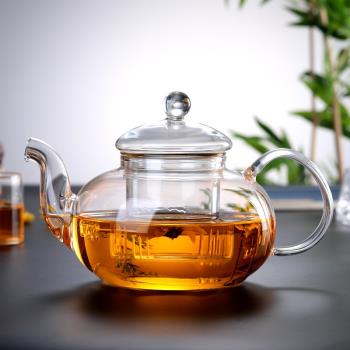耐熱防爆玻璃茶壺加厚高硼矽玻璃不銹鋼過濾泡茶器加厚透明家用