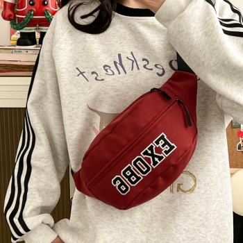 美式復古字母胸包男運動斜挎揹包日系ins百搭腰包女新款單肩學生