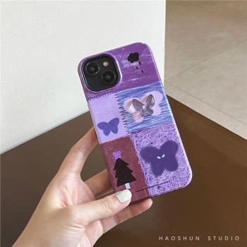 幻紫蝴蝶適用於三星s25ultra二合一菲林三星s24+/s22ultra全包硬殼三星s23+/s23手機殼光面少女簡約保護套