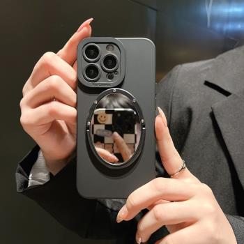 液態矽膠iphone15/16promax手機殼鏡子13蘋果12/11防摔軟殼補妝鏡面14promax全包攝像頭磨砂保護套適用新款女