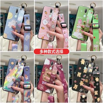 適用oppoa9x手機殼pcem00手腕帶支架斜挎背掛繩pcam10卡通可愛女款軟保護套opopa9全包防摔超薄磨砂矽膠