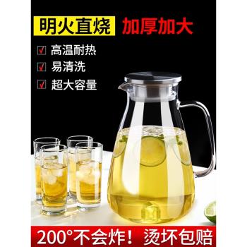 青蘋果玻璃冷水壺涼水壺家用耐高溫開水杯耐熱防爆大容量茶壺套裝