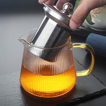 茶具加厚耐熱玻璃茶壺錘紋耐高溫加熱過濾網家用套裝花茶壺泡茶器