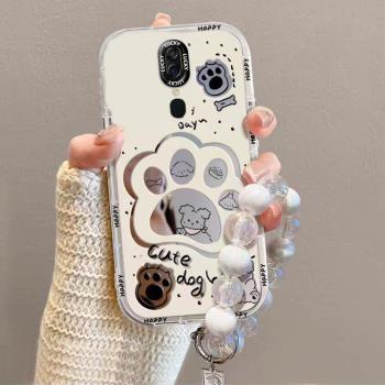 適用於OPPOA9手機殼oppoA9x/新款pcam10鏡面4G女款防摔可愛卡通矽膠狗爪保護套鏤空透明軟殼