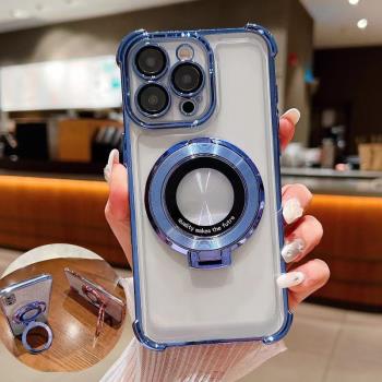適用iphone16pro手機殼 帶支架iphone11蘋果13保護殼 四角防摔12 14 15 7 8指環扣max車載plus全包邊SE透明軟