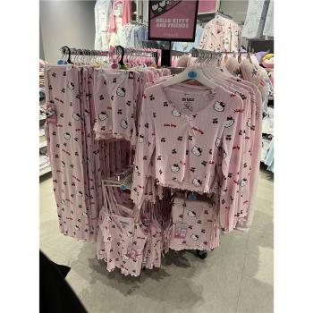 可愛HelloKitty印花長袖睡衣女春秋季新款舒適寬松大碼家居服套裝
