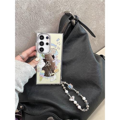 適用三星s25ultra手機殼是s24s23u22+加十s21fe小眾啊a55a53女生韓系帶鏈條超好看爆款不撞殼可愛s25edge防摔