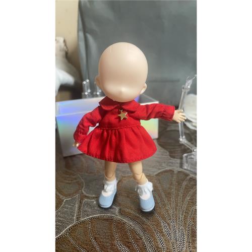 （沒有娃娃）ob11娃衣 素體可穿 洋裝連衣裙 白色花邊襪