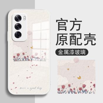 玫瑰畫框適用opporeno12pro手機殼新款oppo reno12保護套液態玻璃全包個性創意防摔女款網紅情侶高階外殼男