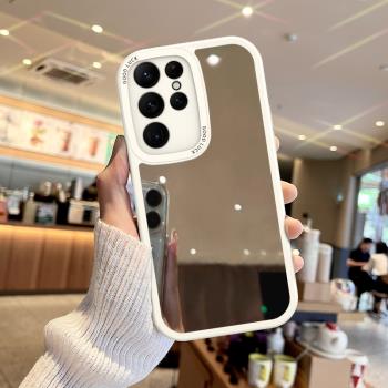 適用三星S25手機殼純鏡面Galaxys24新款簡約S22/S23高畫質補妝鏡子S21保護套化妝鏡S20女ultra軟矽膠FE防摔+