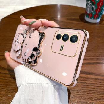 適用VIVO V17pro海外版手機殼防摔vivo1910國際版矽膠V23 5G卡通保護套創意KT貓補妝鏡子支架V2130個性新款