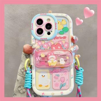卡通斜挎背夾掛繩適用於OPPOA5PRO手機殼A95透明a1pro全包A57矽膠A72/A32軟殼A11X/A96/A58X保護套a77可愛a3x
