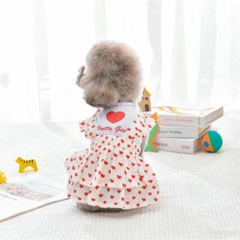 狗狗衣服春夏薄款愛心女僕洋裝小型犬泰迪寵物公主裙蓬蓬裙