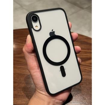 手感好高階感透明Magsafe磁吸無線充電適用iPhonexr手機殼蘋果XR黑邊叉R簡約保護套男女款全包防摔邊軟矽膠潮