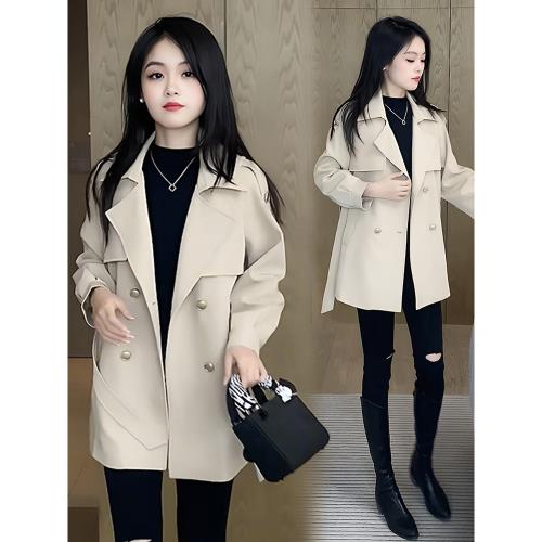 時尚洋氣風衣外套女春秋2026時尚新款氣質小個子雙排扣中長款大衣